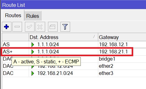 MikroTik ECMP & Floating Routes